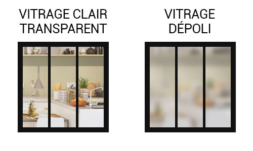 aide vitrage verrière clair transparent et vitrage dépoli